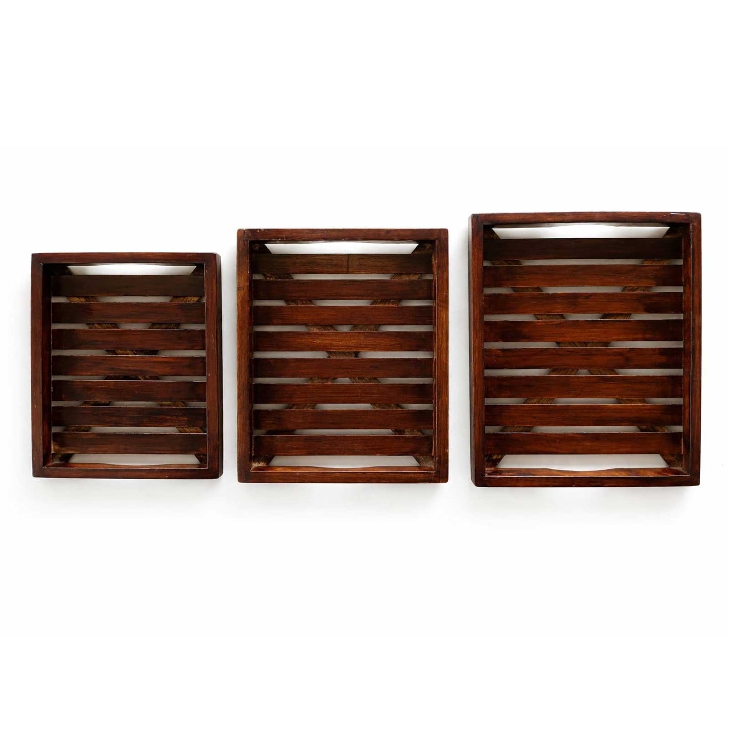 Premium Set of 3 Wooden Serving Trays