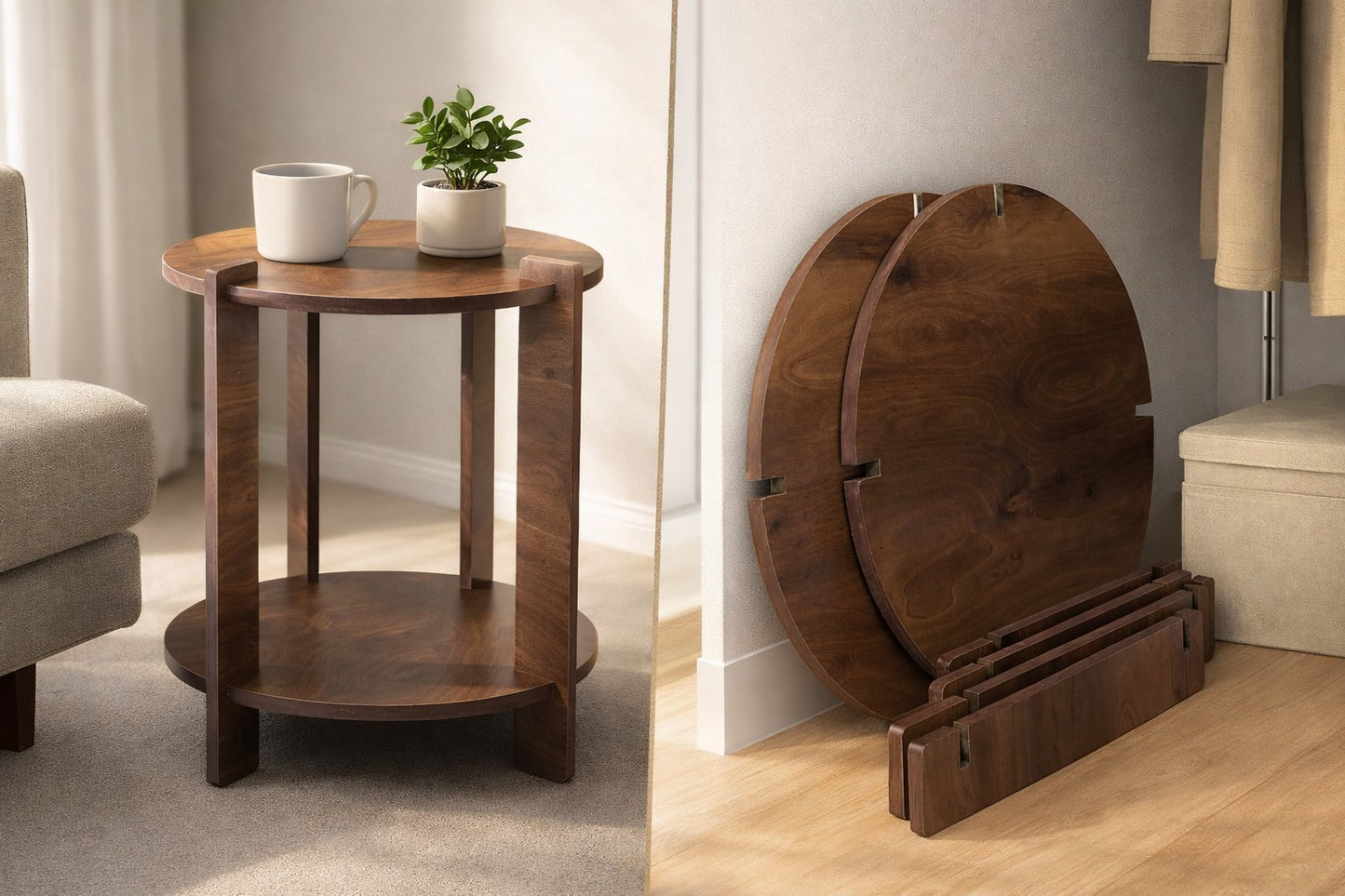 Assembled Wooden Round Table
