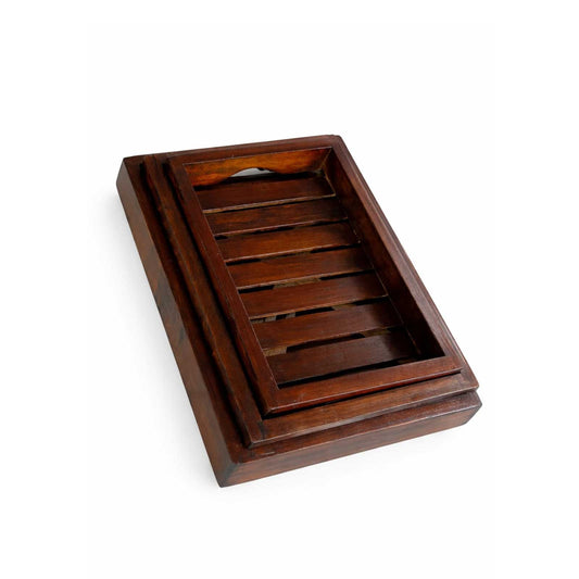 Premium Set of 3 Wooden Serving Trays